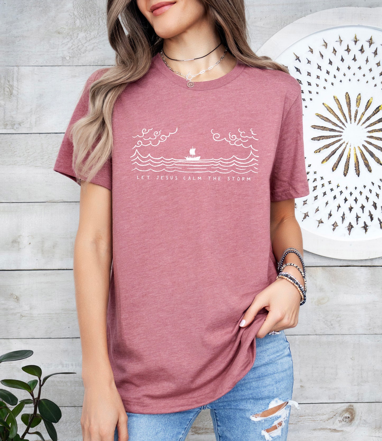 Jesus Calms Storm - Unisex Jersey Short Sleeve Tee - Bella Canvas 3001