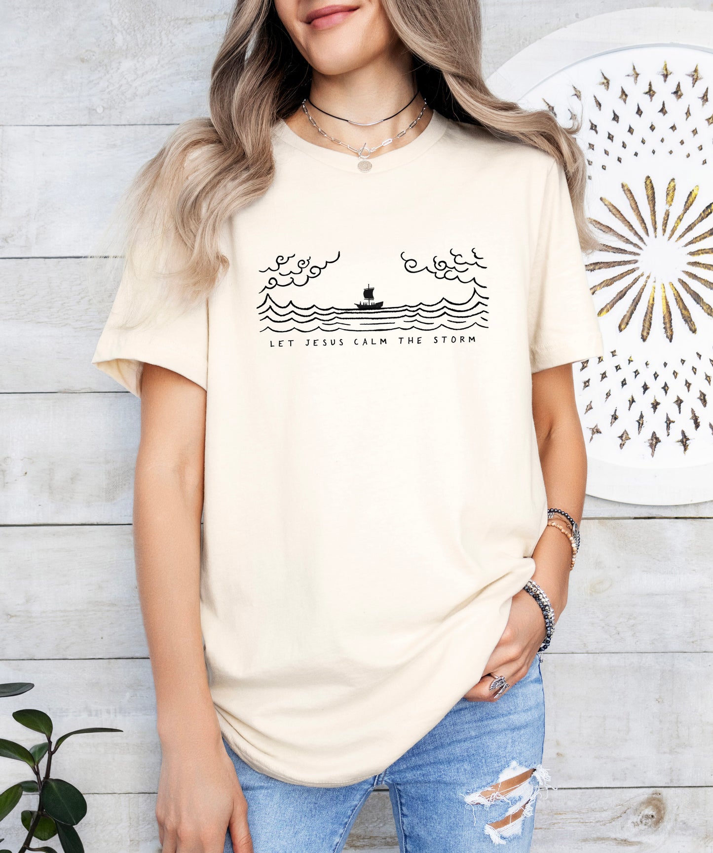 Jesus Calms Storm - Unisex Jersey Short Sleeve Tee - Bella Canvas 3001