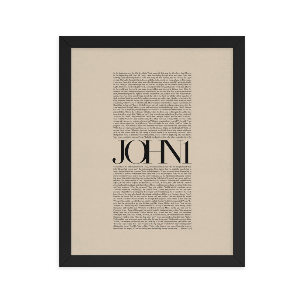John 1 Full Chapter Minimalist Design - Framed