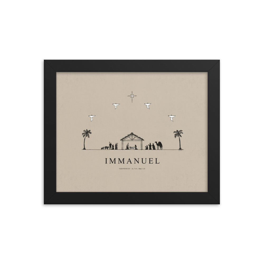 Nativity Christmas Immanuel God with Us - Framed