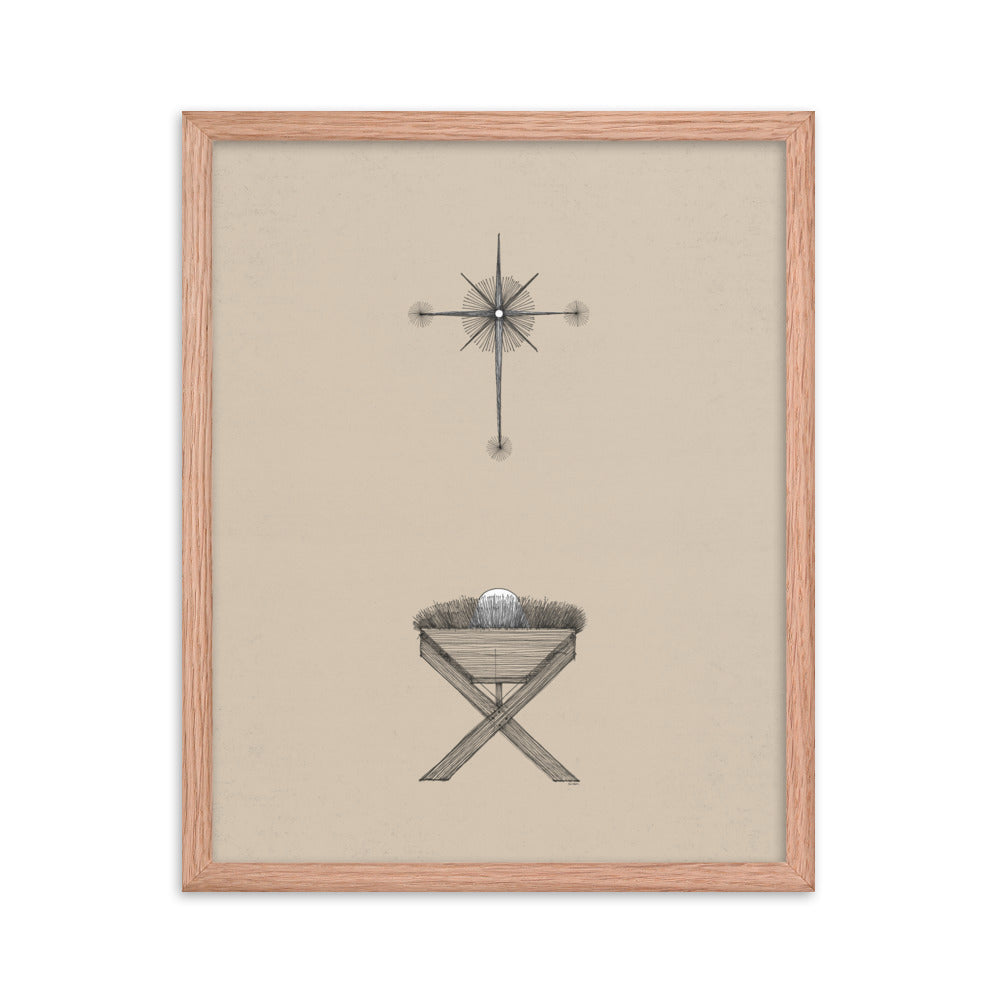 Modern Nativity Wall Art Manger - Framed