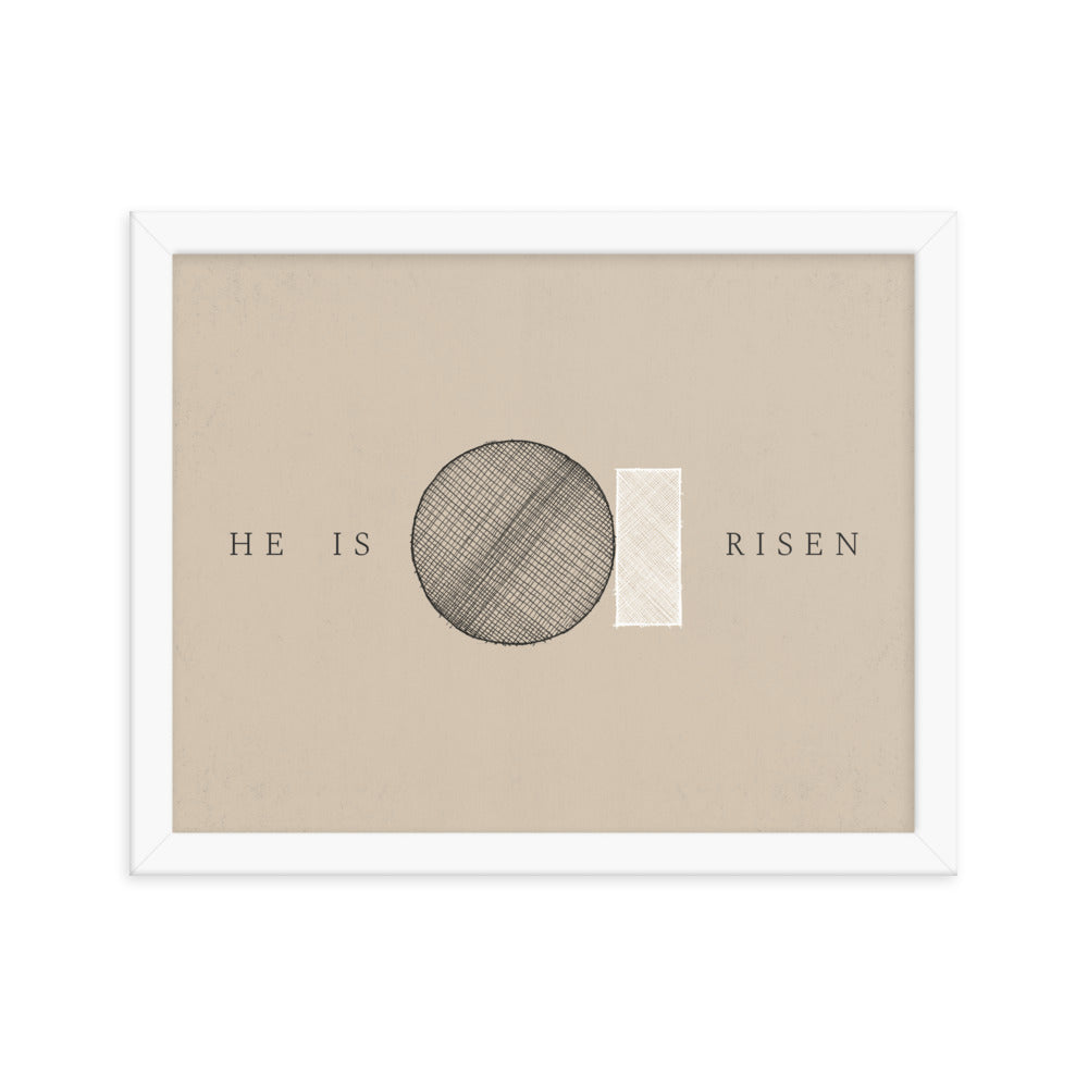He Is Risen Stone Tomb Minimalist - Framed