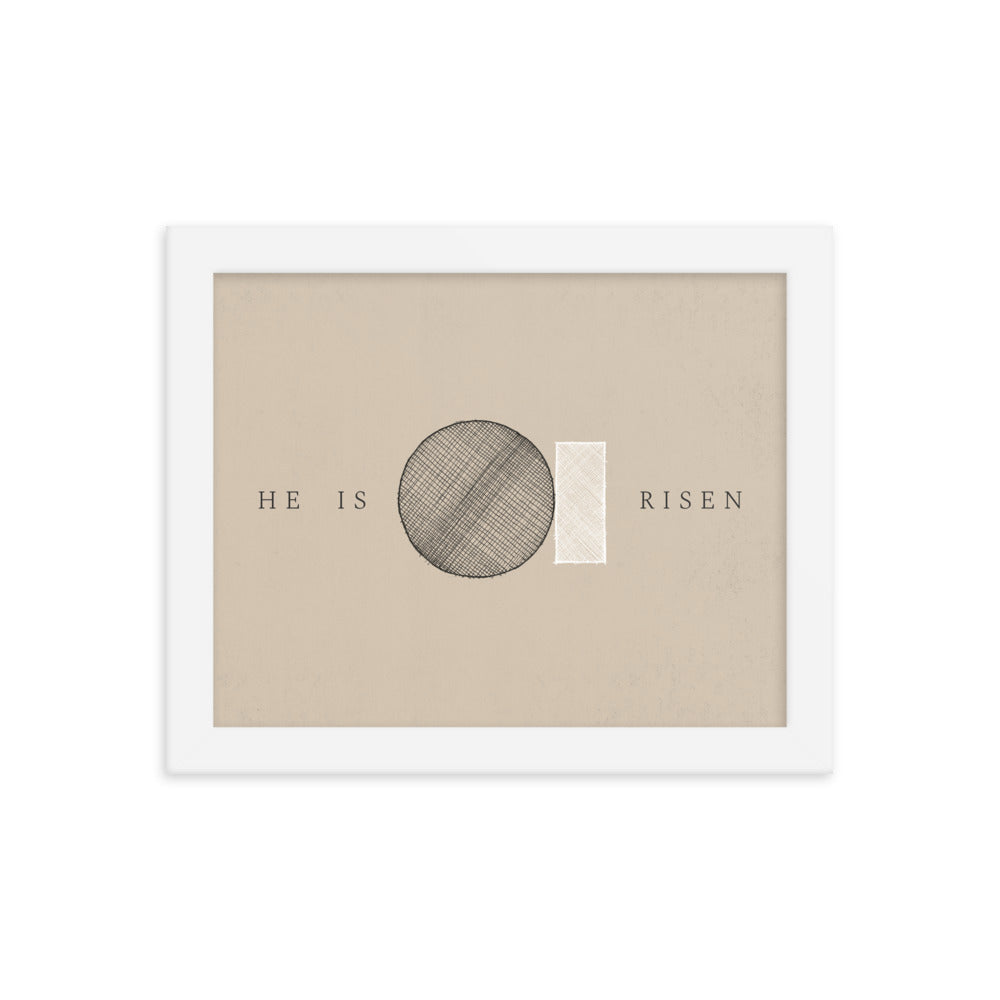 He Is Risen Stone Tomb Minimalist - Framed