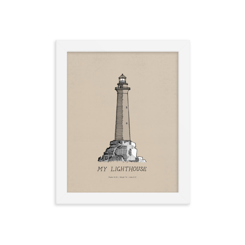 I AM the Light of the World My Lighthouse - Framed