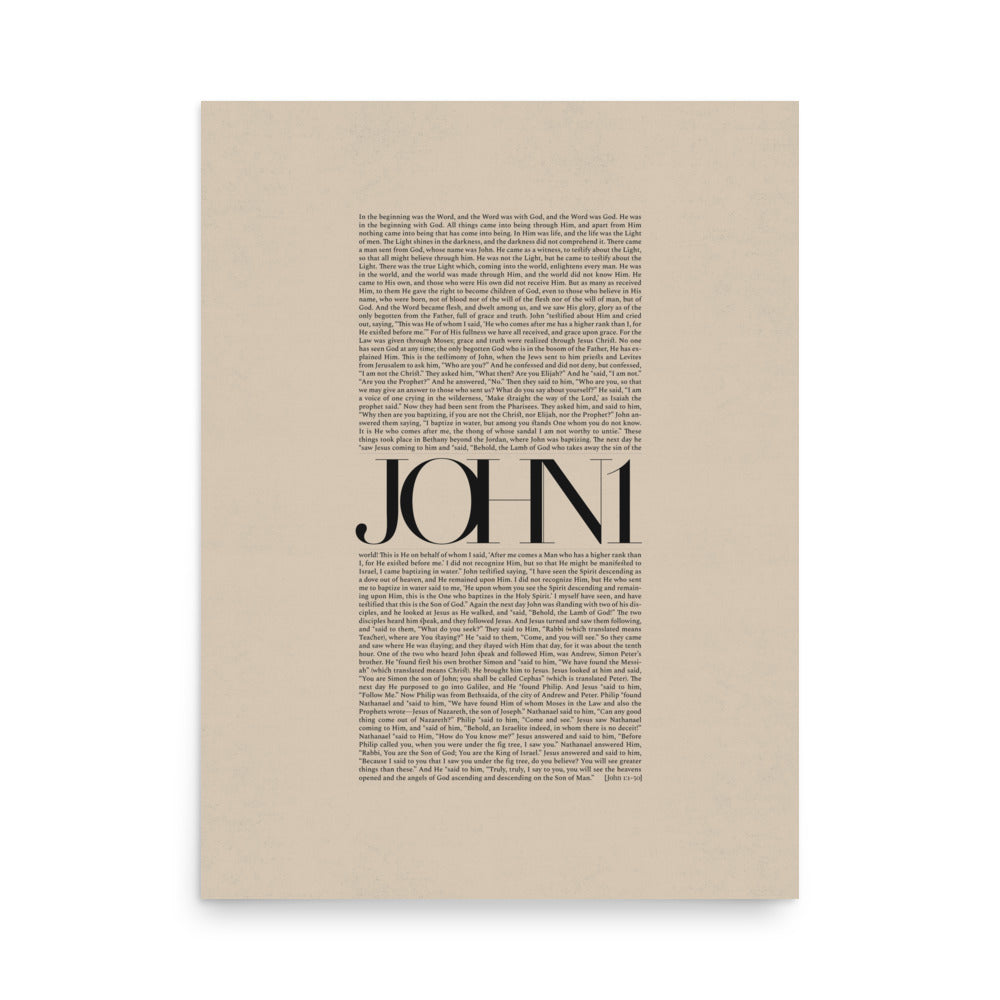 John 1 Full Chapter Minimalist Design - Poster