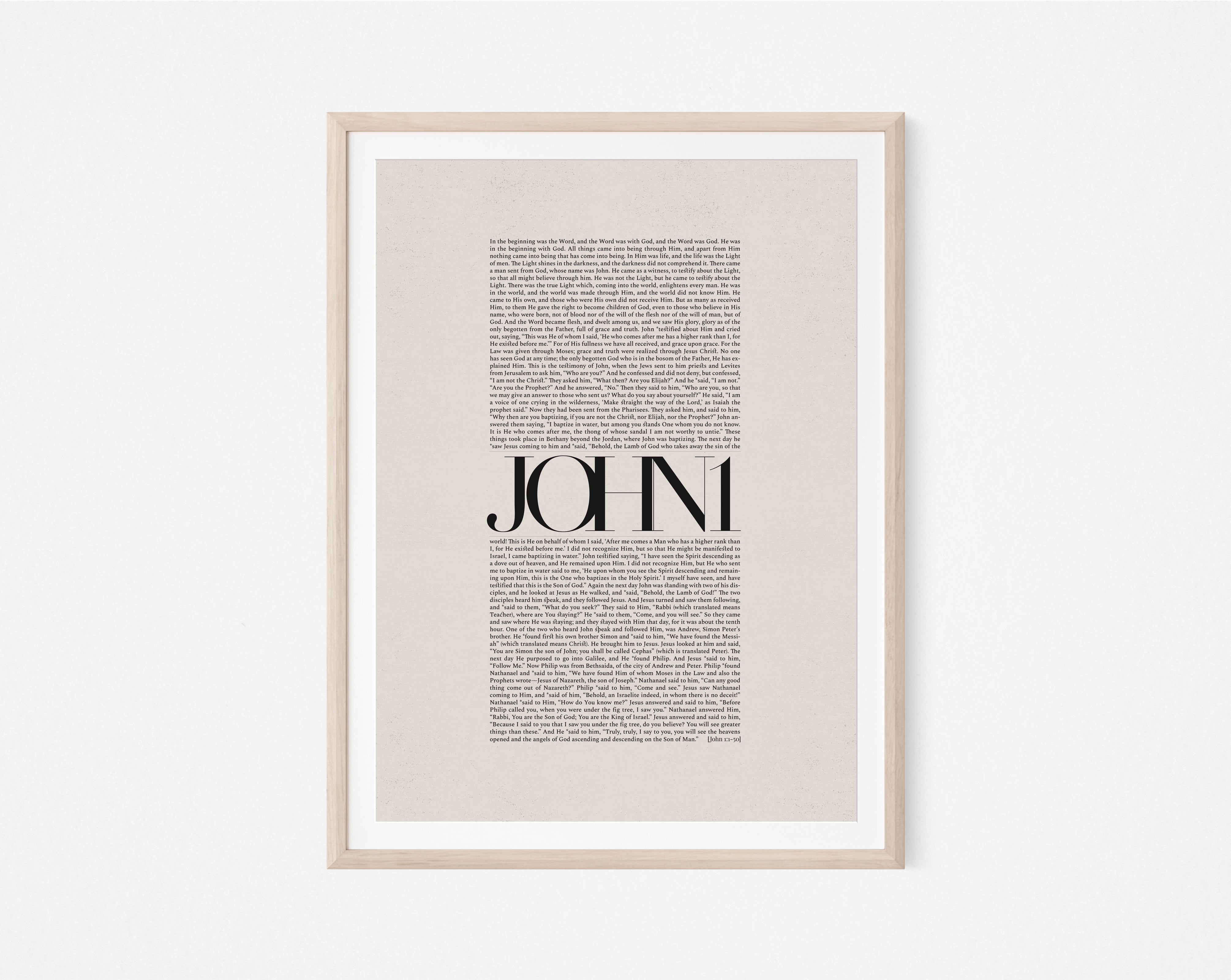 John 1 Full Chapter Minimalist Design Scripture - Digital Print ...