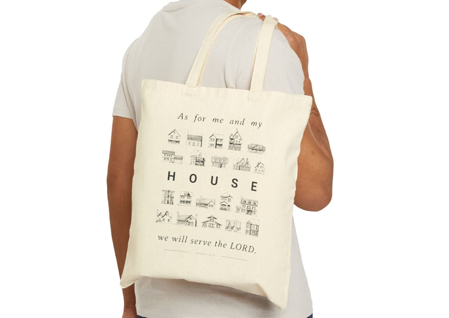 As For Me and My House - Cotton Canvas Tote Bag - One Side