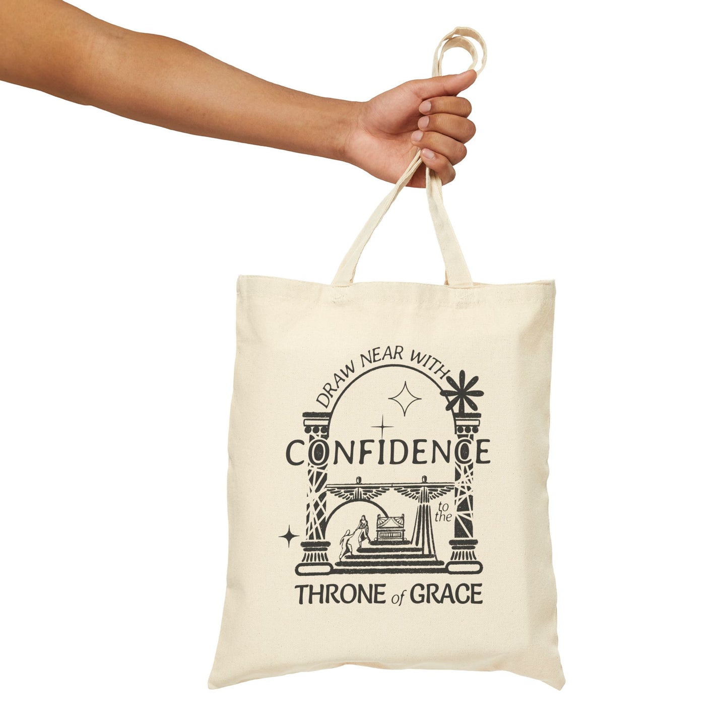 Draw Near with Confidence to the Throne of Grace - Cotton Canvas Tote Bag - One Side