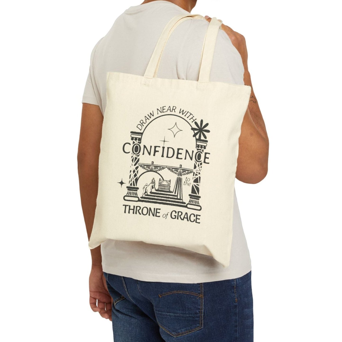 Draw Near with Confidence to the Throne of Grace - Cotton Canvas Tote Bag - One Side