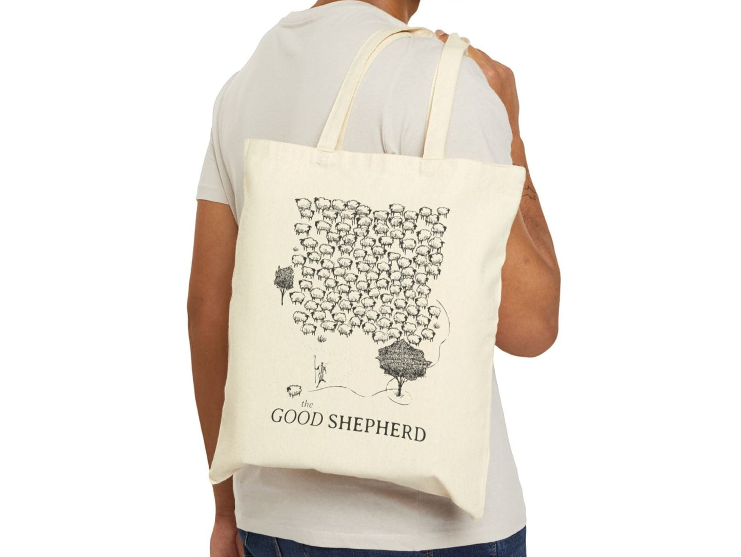 Leaves the 99 - Good Shepherd - Cotton Canvas Tote Bag - One Side