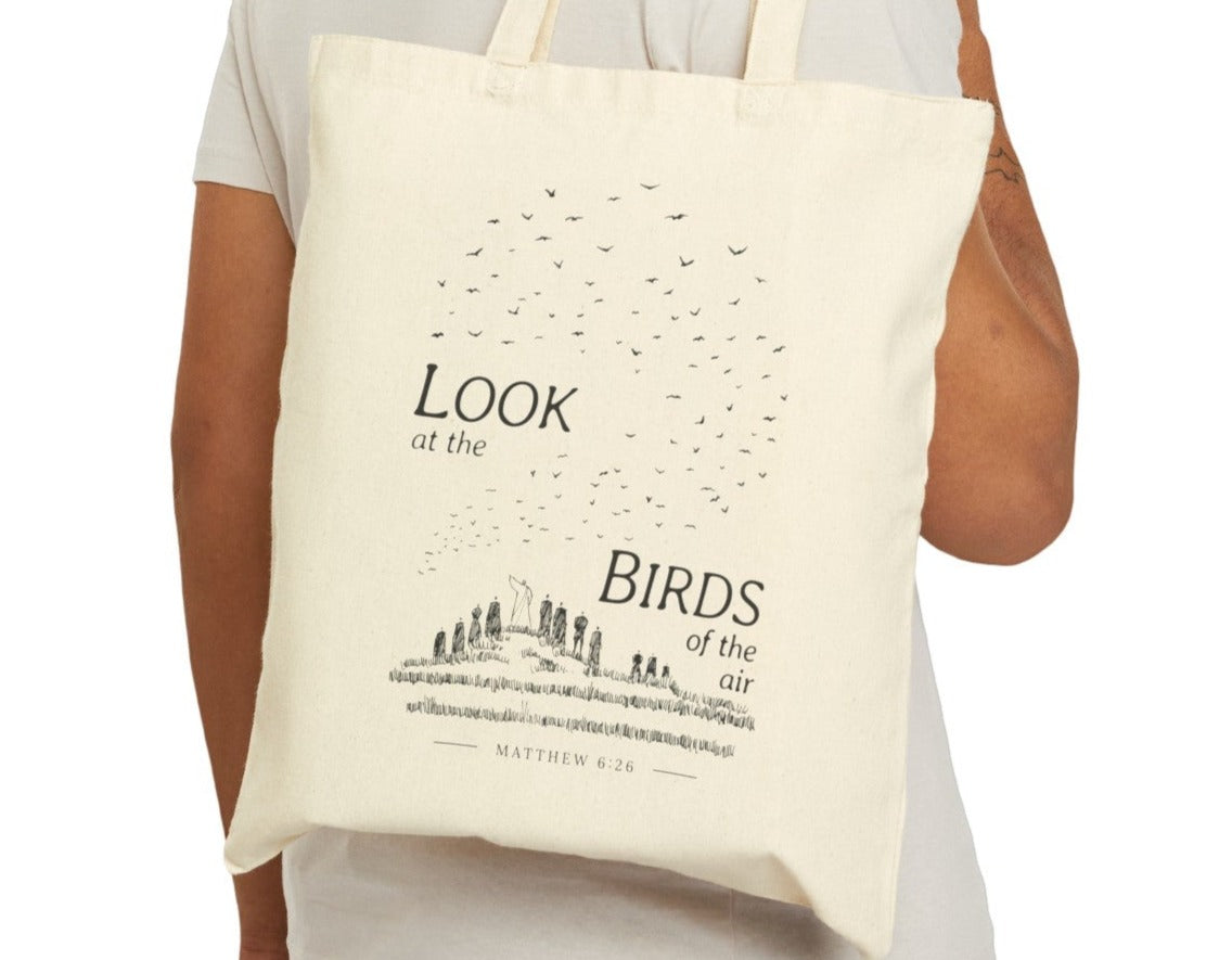 Look at the Birds - Cotton Canvas Tote Bag - One Side