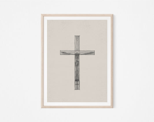 Cross Minimalist Sketch - Digital Print