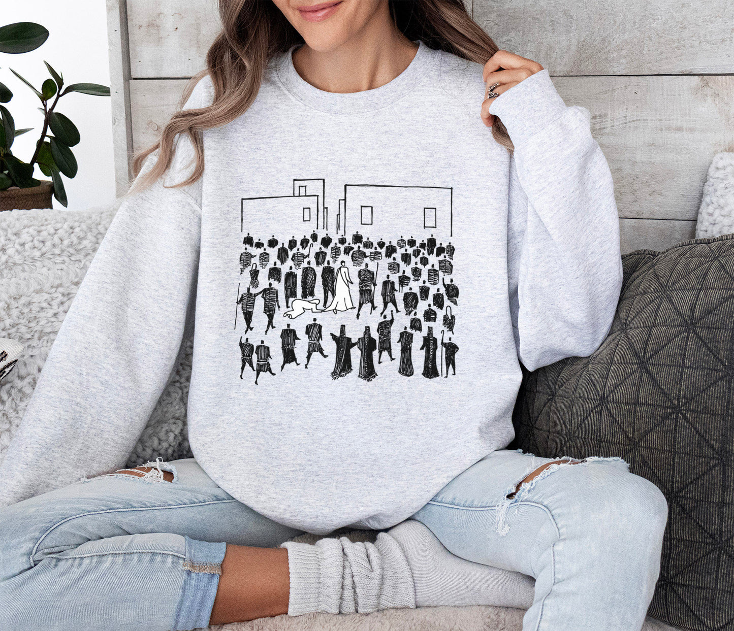 Jesus Heals Woman - Unisex Heavy Blend™ Crewneck Sweatshirt