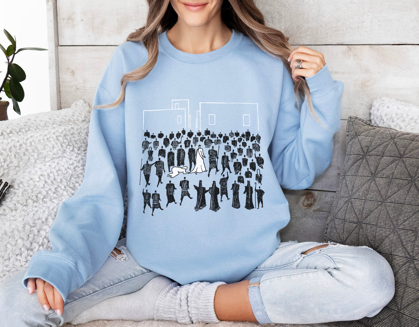 Jesus Heals Woman - Unisex Heavy Blend™ Crewneck Sweatshirt