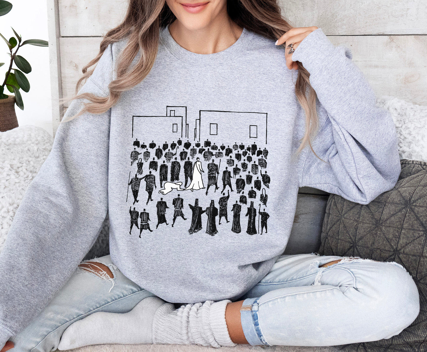 Jesus Heals Woman - Unisex Heavy Blend™ Crewneck Sweatshirt