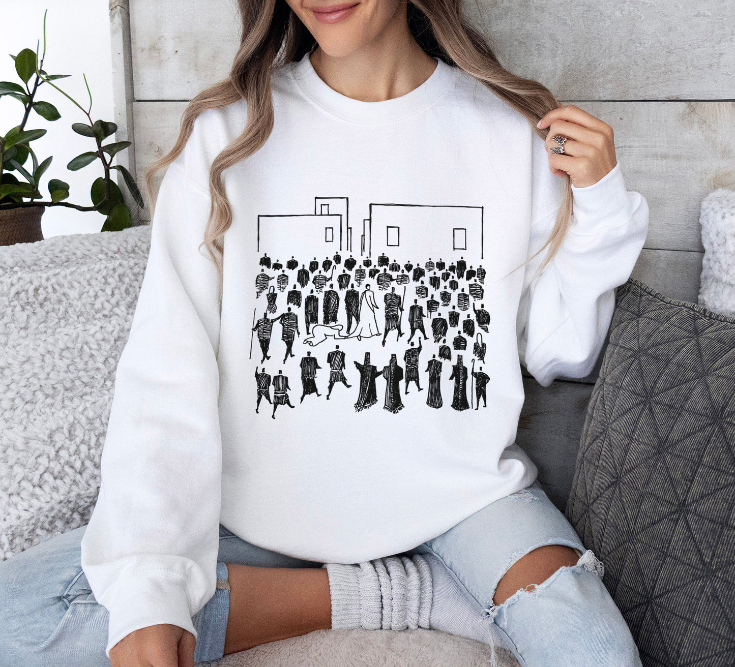 Jesus Heals Woman - Unisex Heavy Blend™ Crewneck Sweatshirt