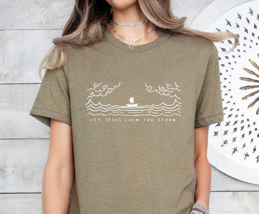 Jesus Calms Storm - Unisex Jersey Short Sleeve Tee - Bella Canvas 3001