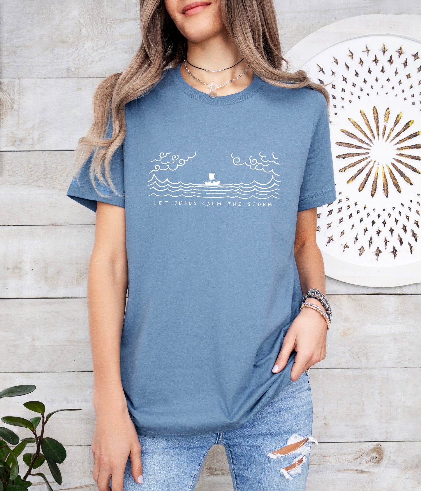 Jesus Calms Storm - Unisex Jersey Short Sleeve Tee - Bella Canvas 3001