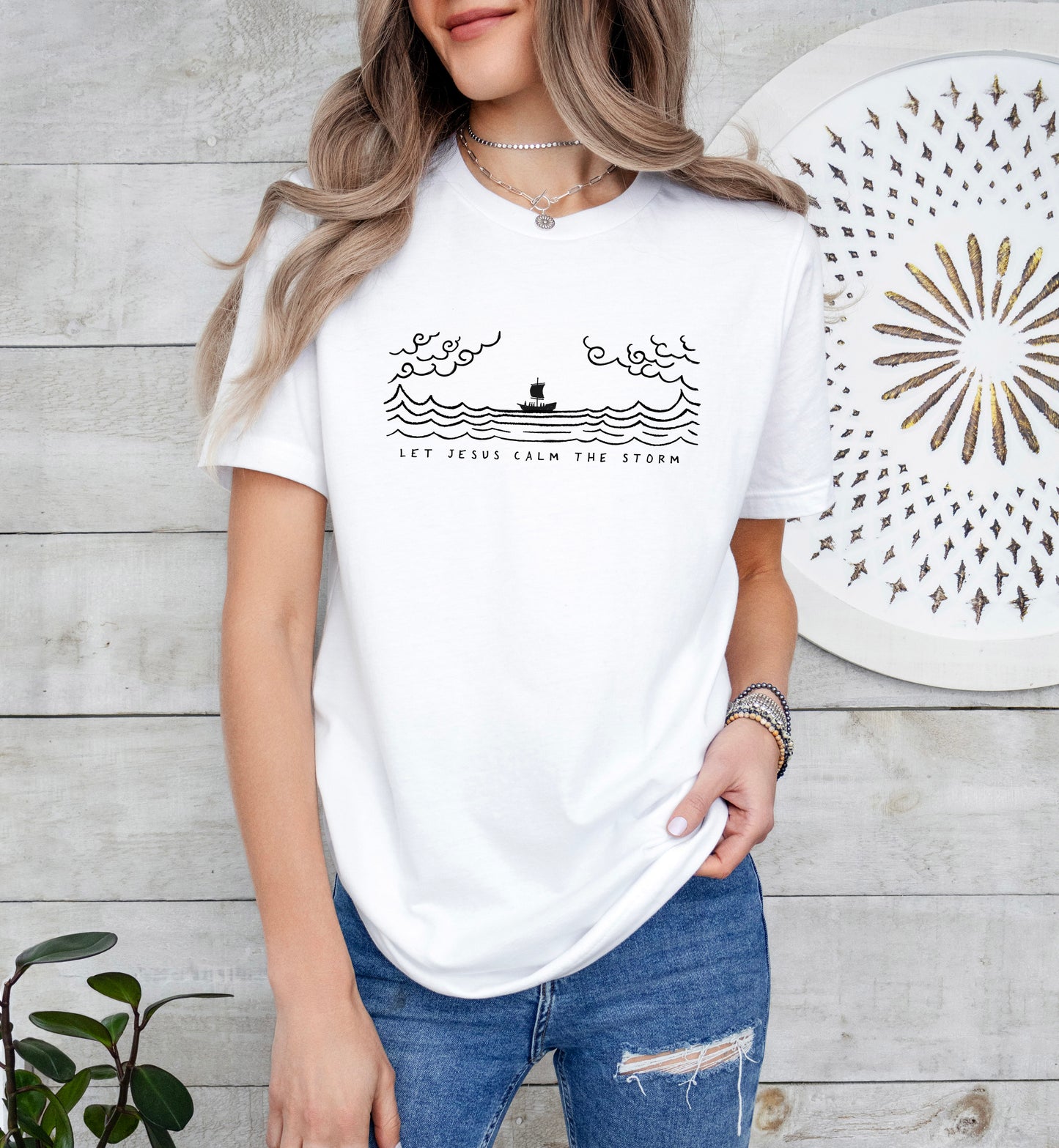 Jesus Calms Storm - Unisex Jersey Short Sleeve Tee - Bella Canvas 3001