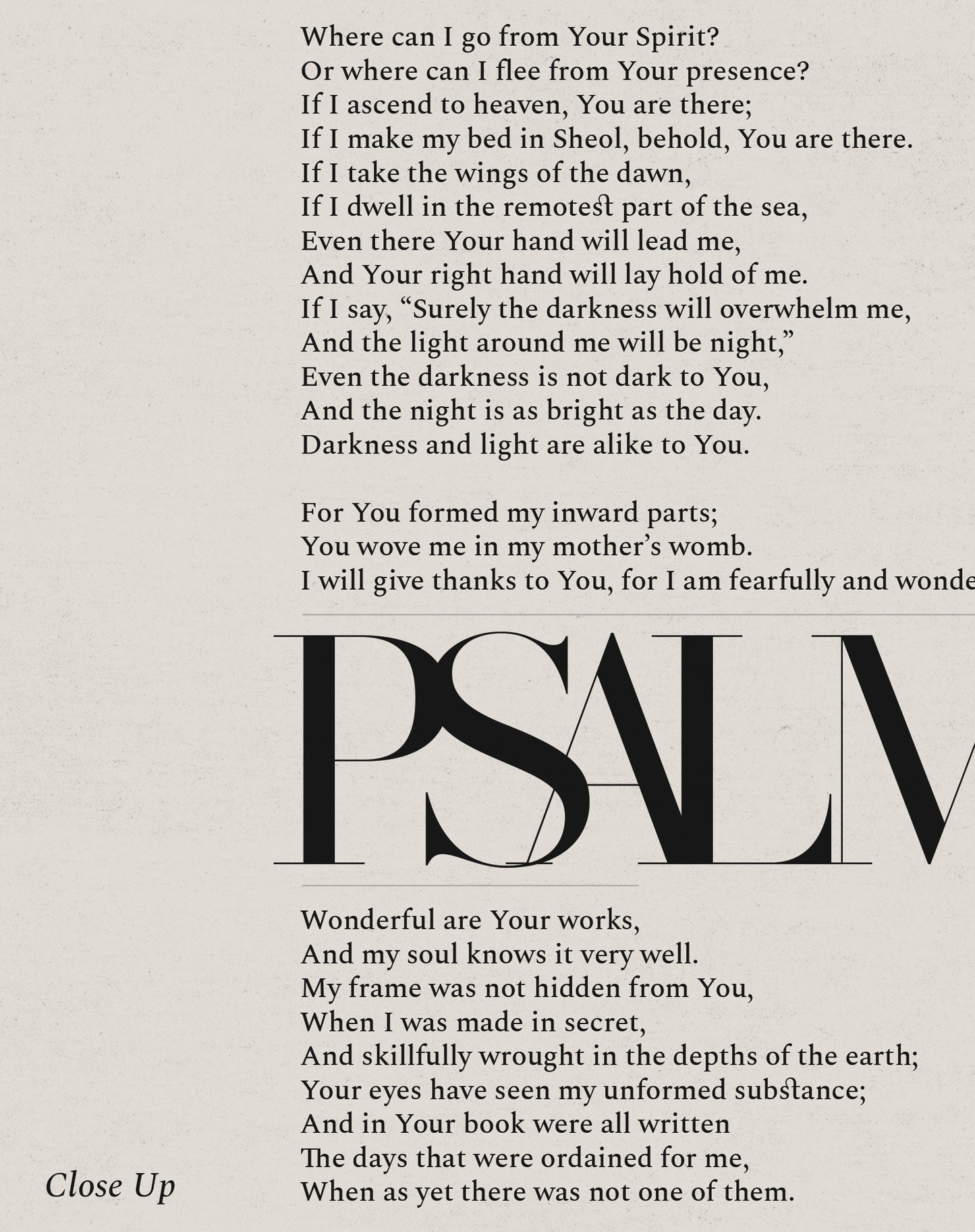 Psalm 139 Full Chapter Minimalist Design - Digital Print