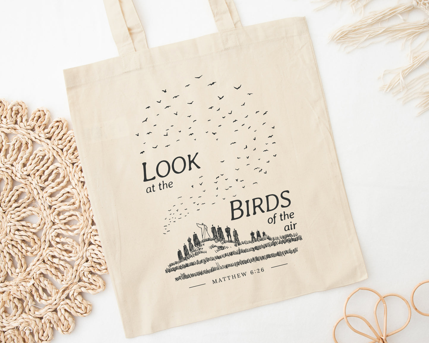 Look at the Birds - Cotton Canvas Tote Bag - One Side