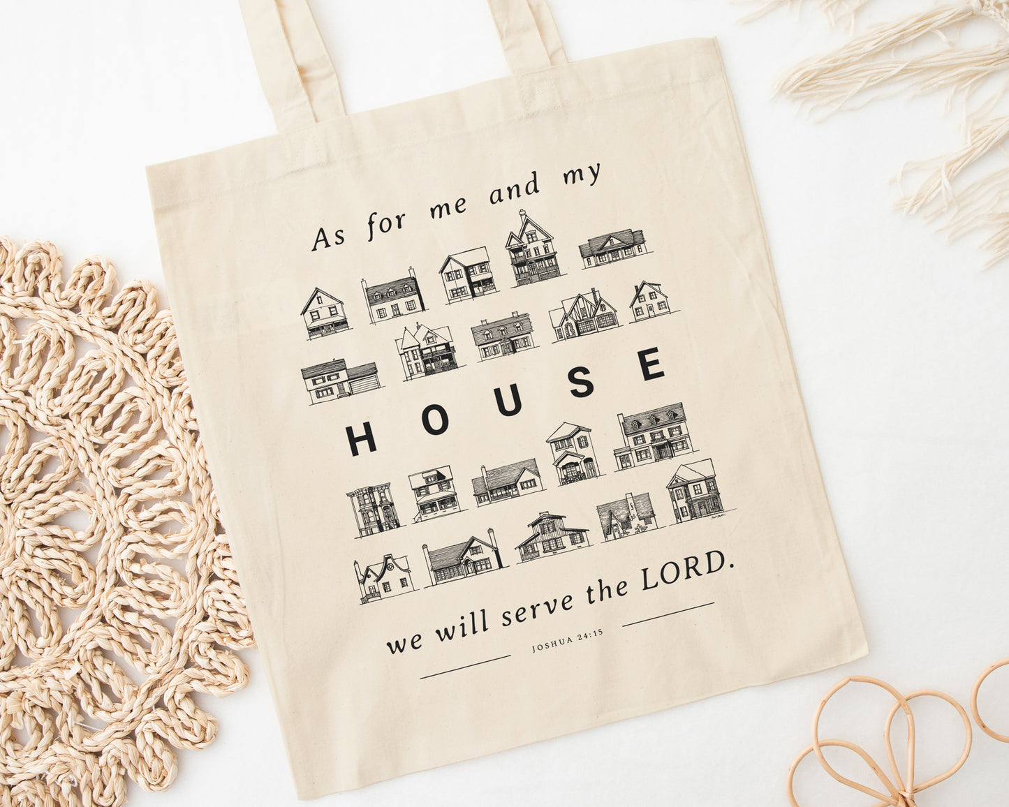 As For Me and My House - Cotton Canvas Tote Bag - One Side