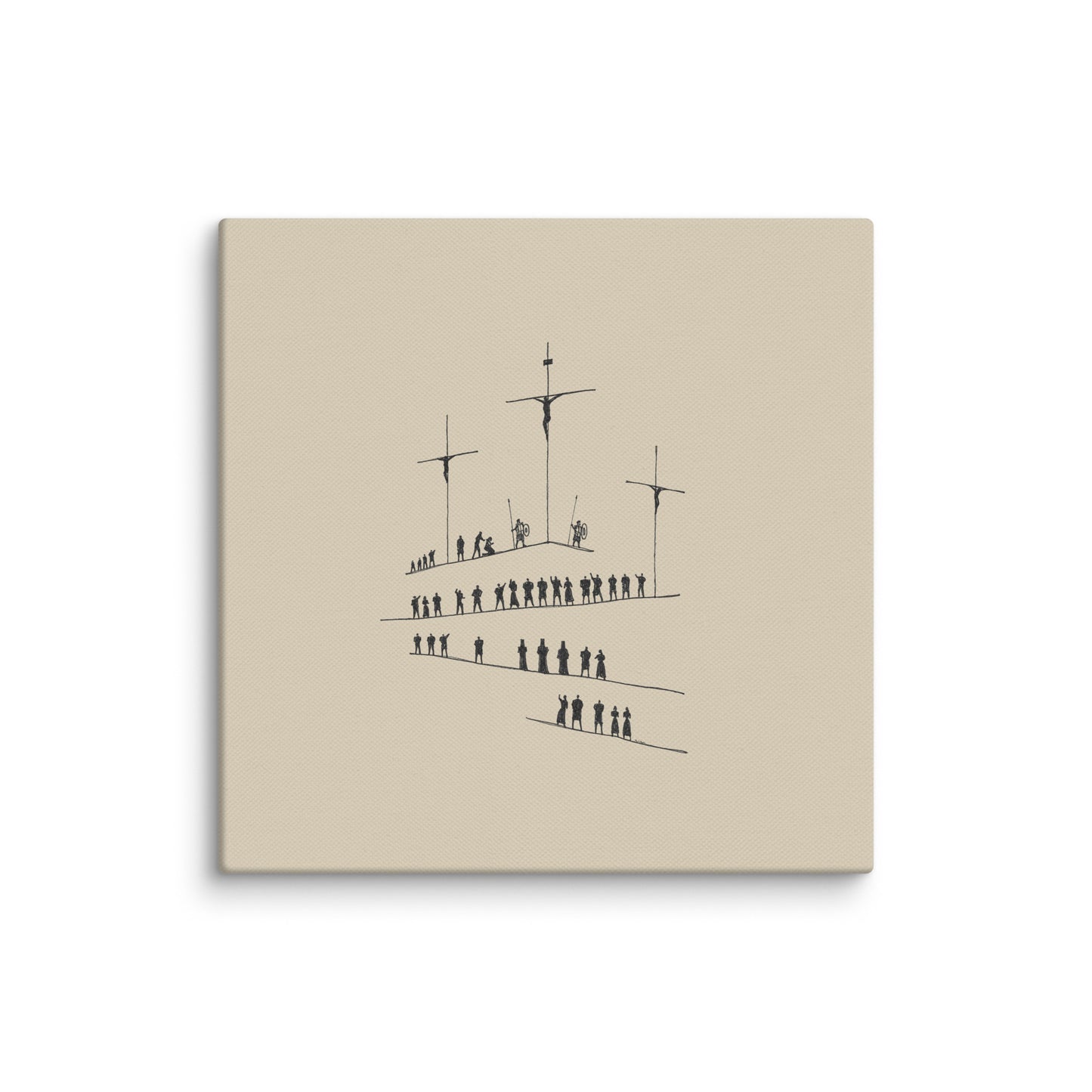 Calvary Cross Minimalist Sketch - Canvas