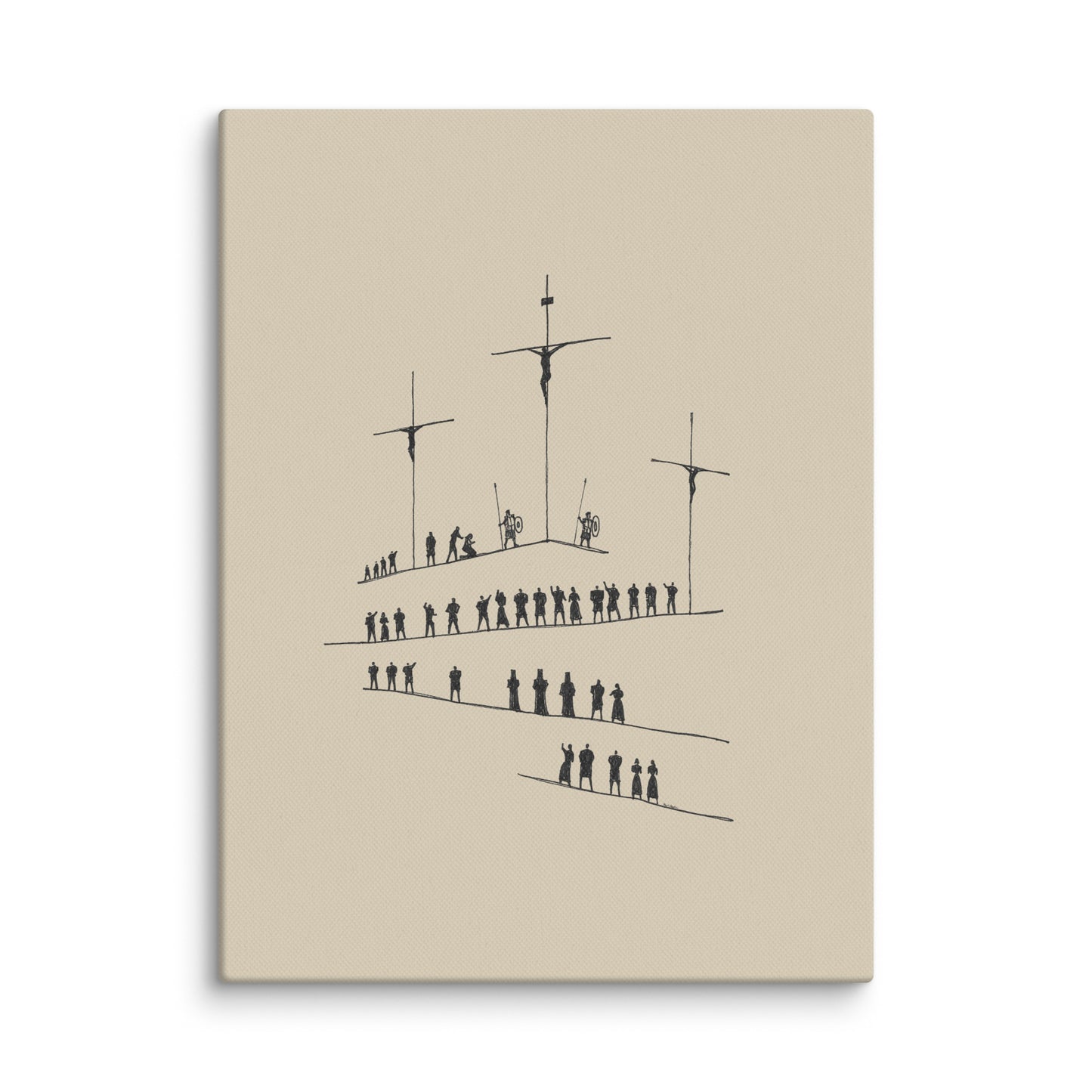 Calvary Cross Minimalist Sketch - Canvas