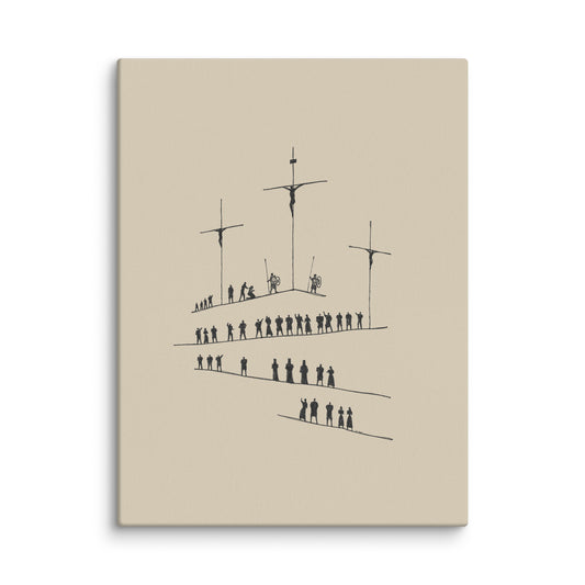 Calvary Cross Minimalist Sketch - Canvas