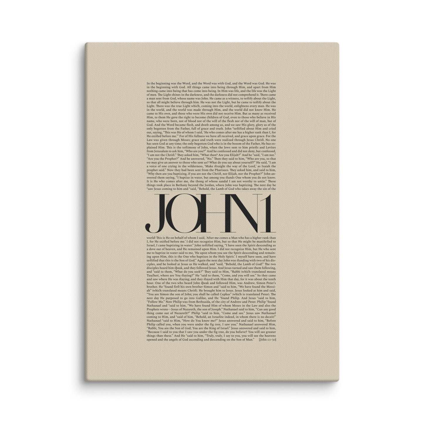 John 1 Full Chapter Minimalist Design - Canvas