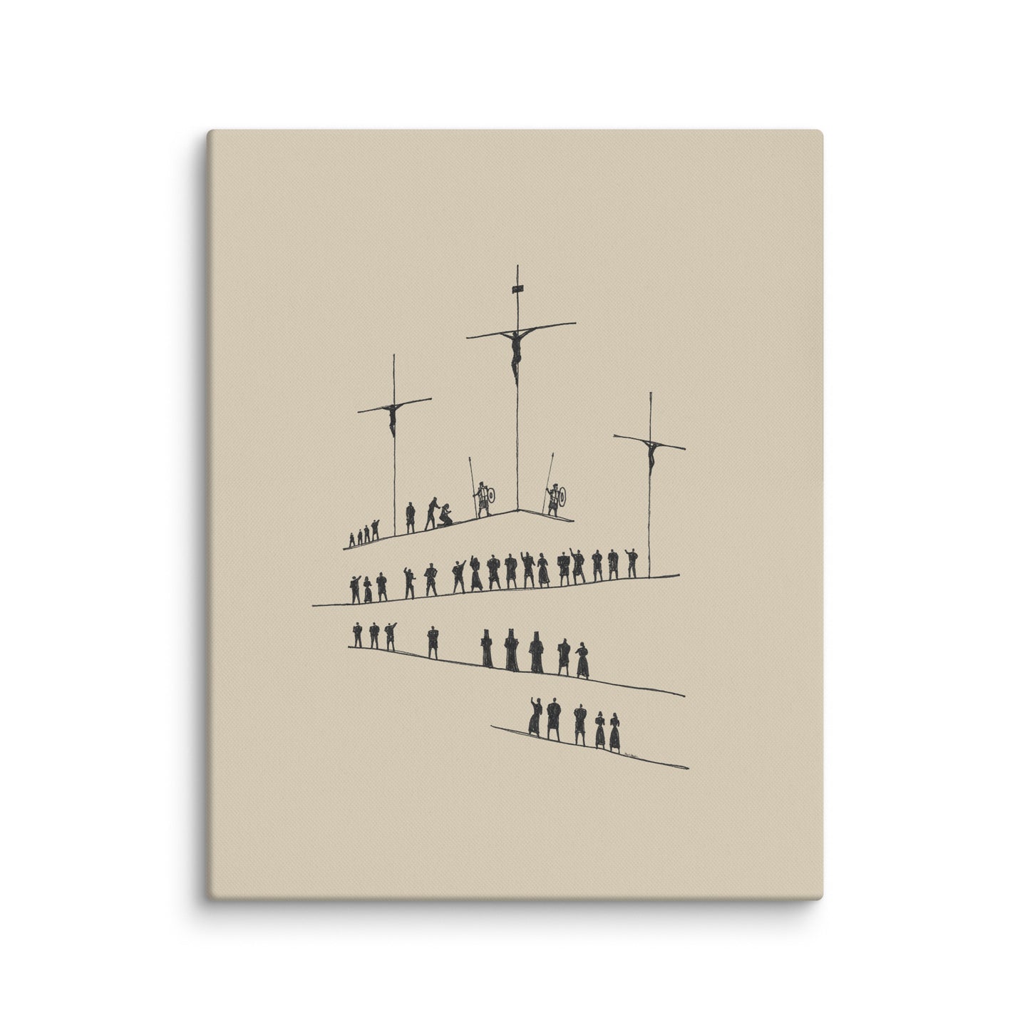 Calvary Cross Minimalist Sketch - Canvas