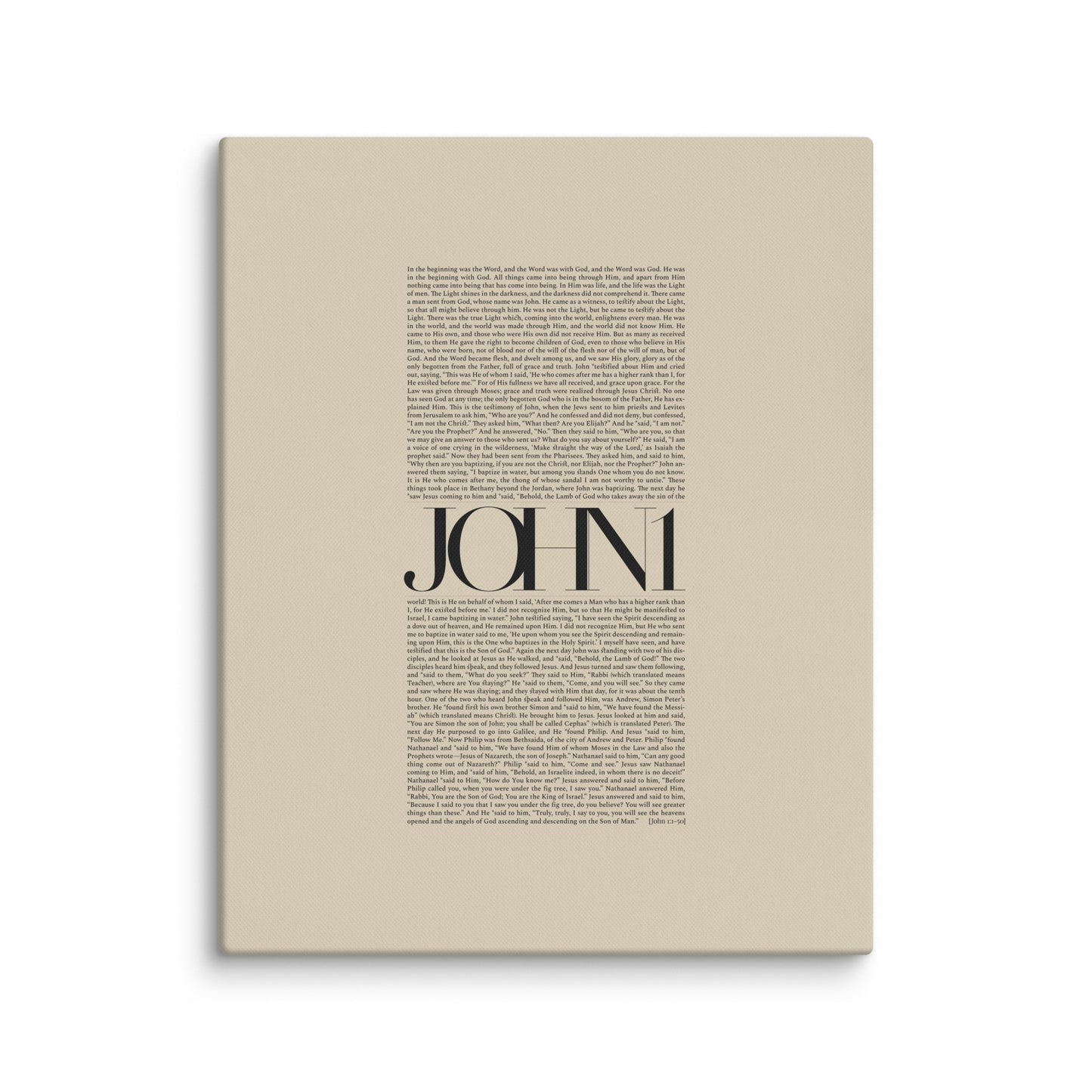 John 1 Full Chapter Minimalist Design - Canvas