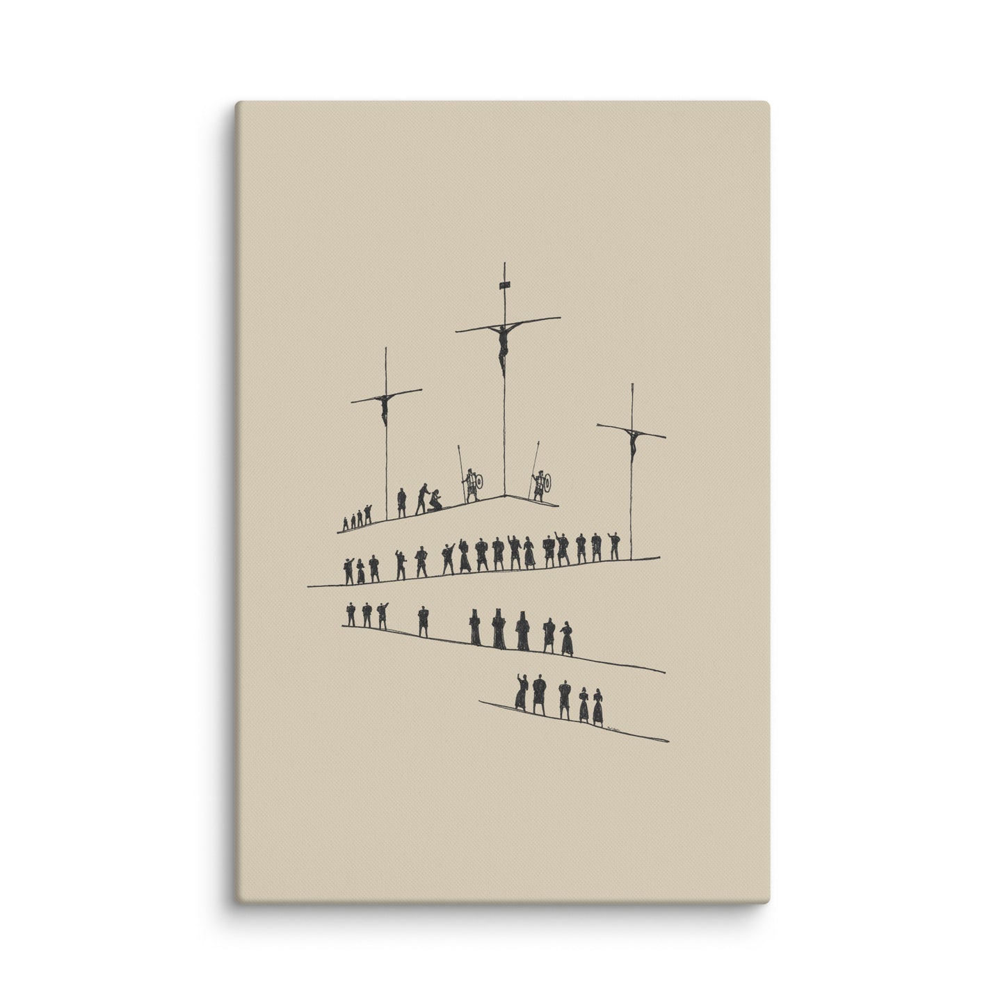 Calvary Cross Minimalist Sketch - Canvas