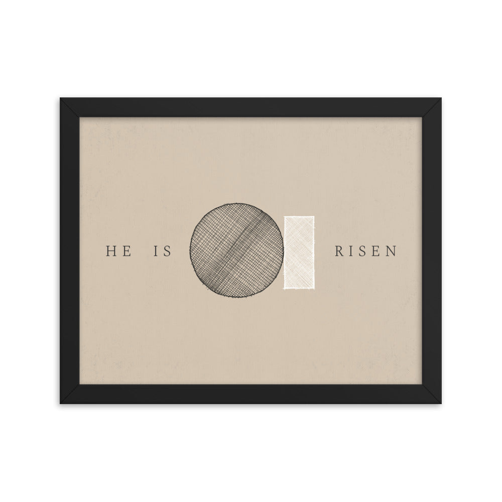 He Is Risen Stone Tomb Minimalist - Framed