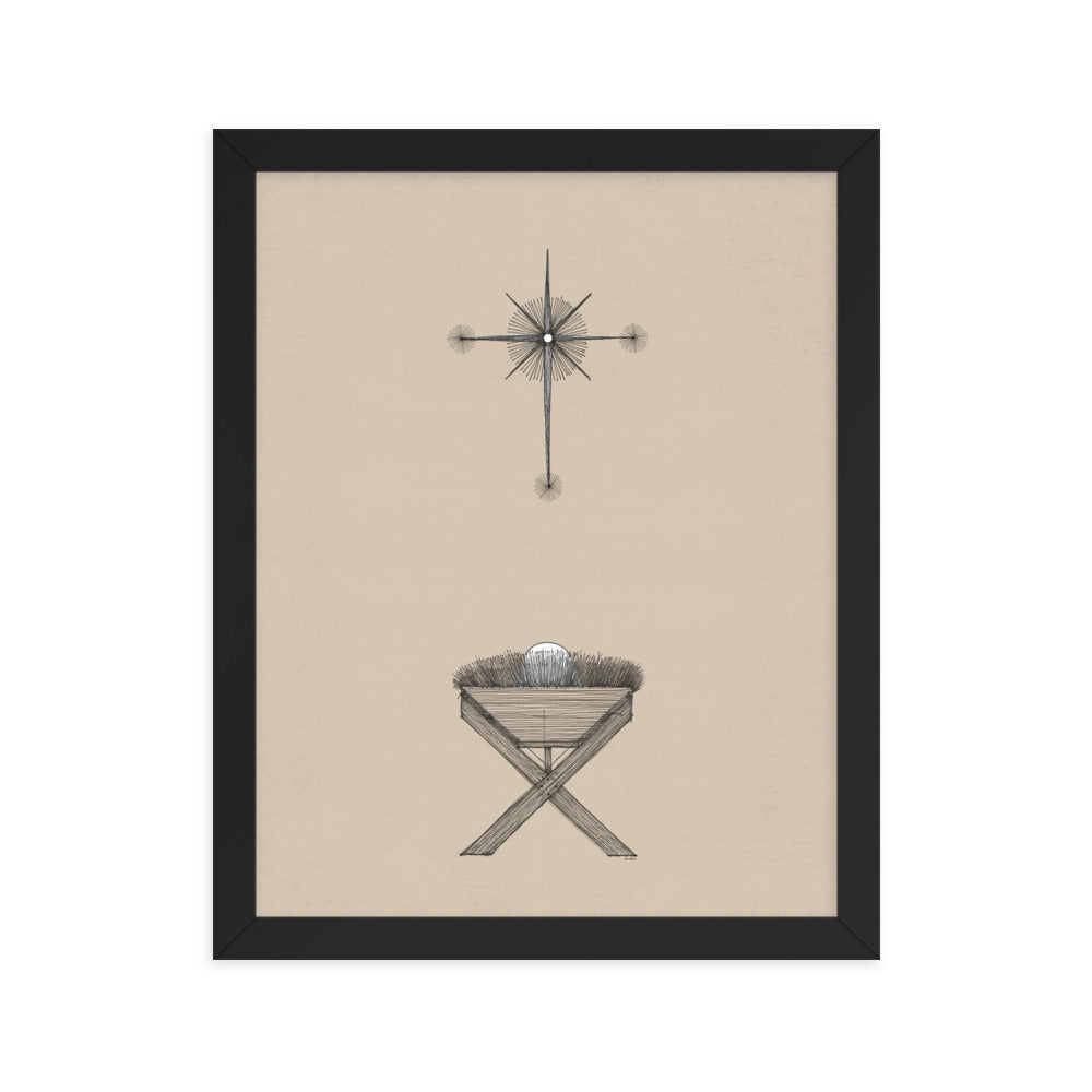 Modern Nativity Wall Art Manger - Framed