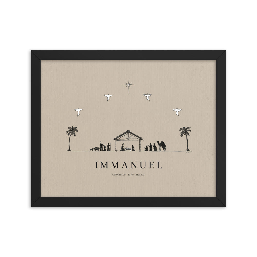 Nativity Christmas Immanuel God with Us - Framed