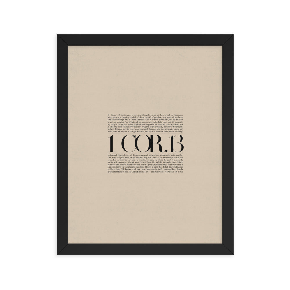 1 Corinthians 13 Full Chapter Minimalist Design - Framed