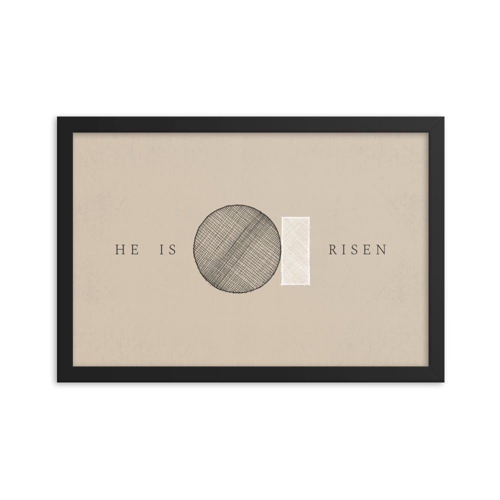 He Is Risen Stone Tomb Minimalist - Framed