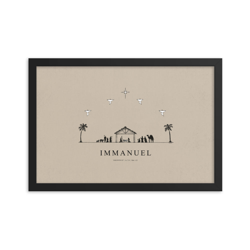 Nativity Christmas Immanuel God with Us - Framed