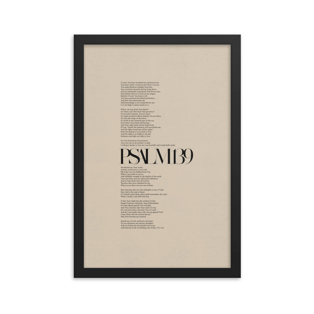 Psalm 139 Full Chapter Minimalist Design - Framed