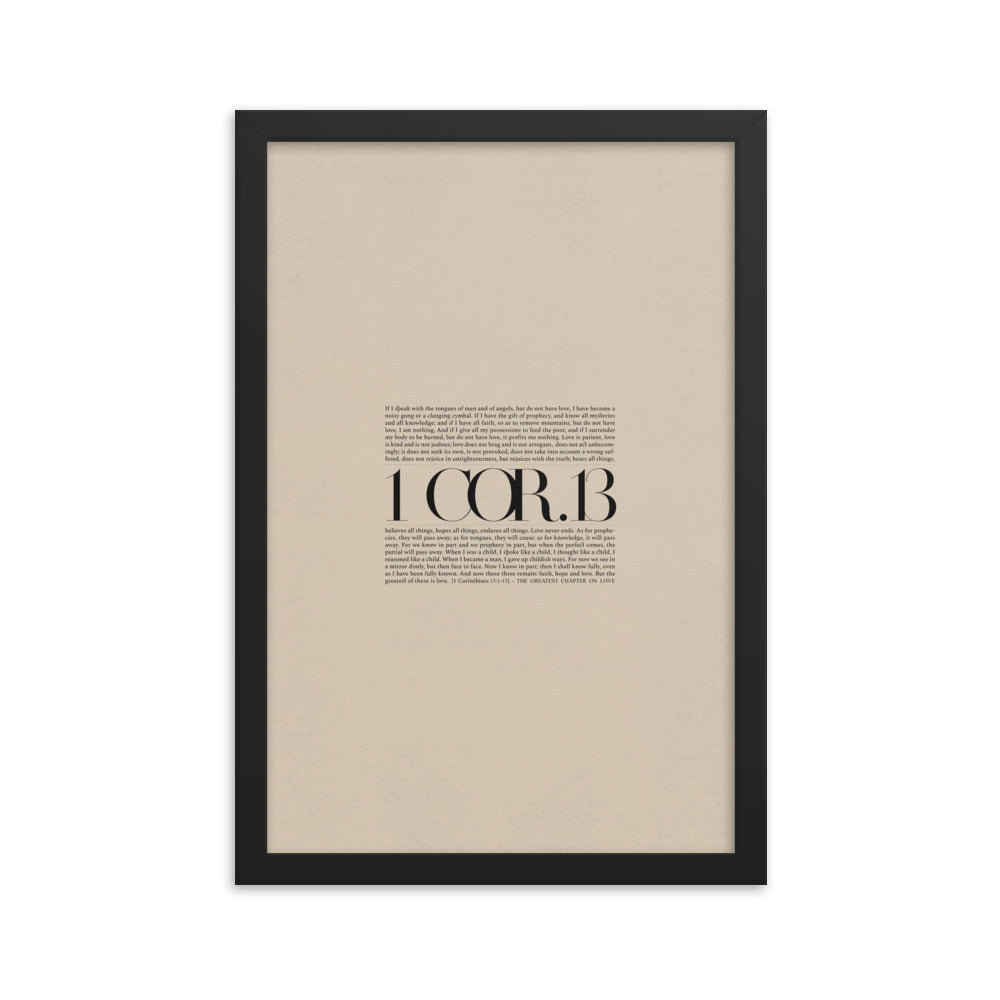 1 Corinthians 13 Full Chapter Minimalist Design - Framed