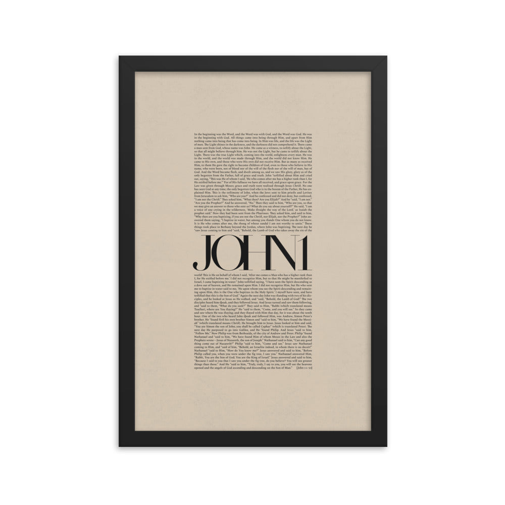 John 1 Full Chapter Minimalist Design - Framed