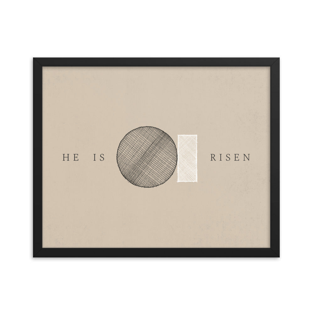 He Is Risen Stone Tomb Minimalist - Framed