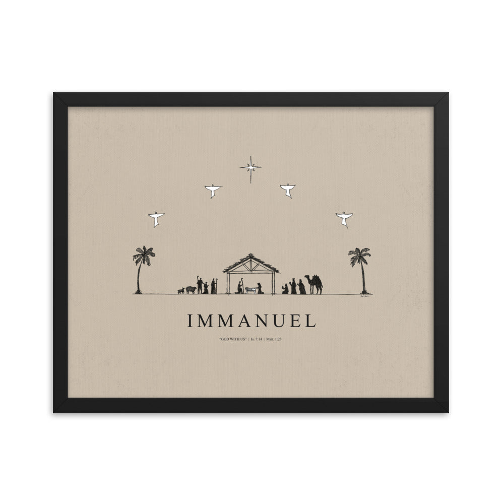 Nativity Christmas Immanuel God with Us - Framed