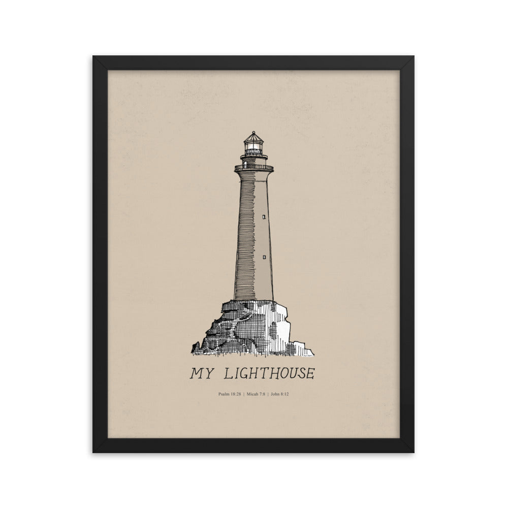 I AM the Light of the World My Lighthouse - Framed