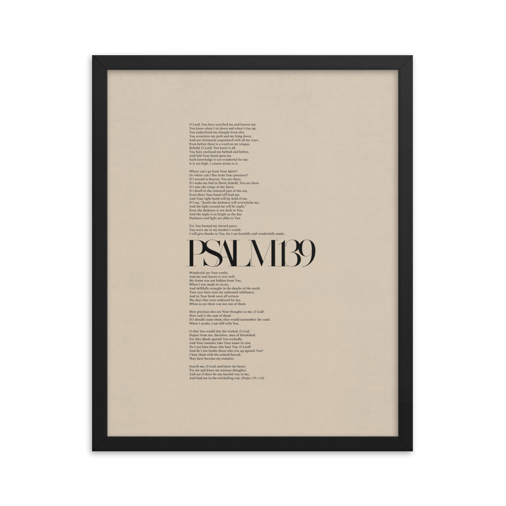 Psalm 139 Full Chapter Minimalist Design - Framed