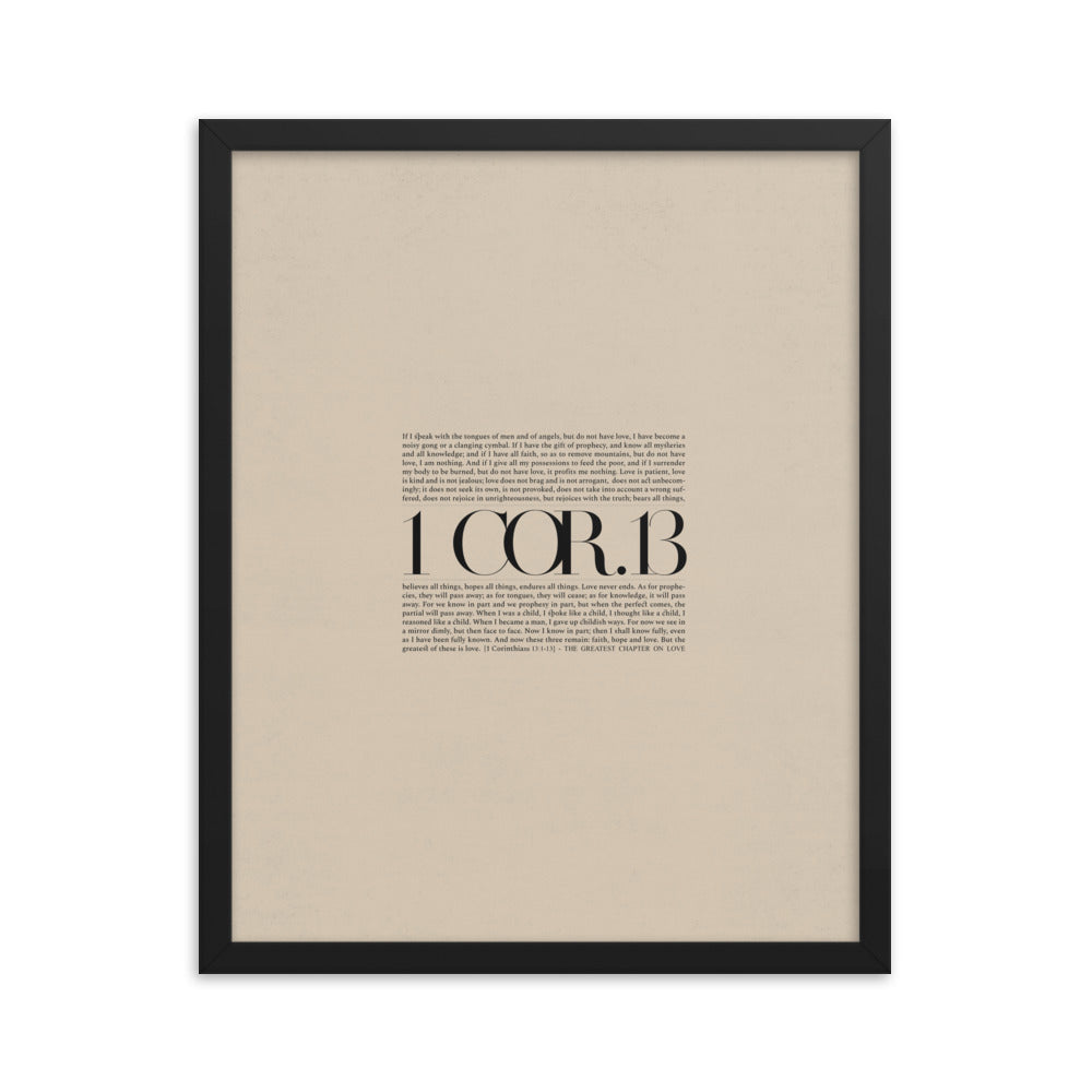 1 Corinthians 13 Full Chapter Minimalist Design - Framed