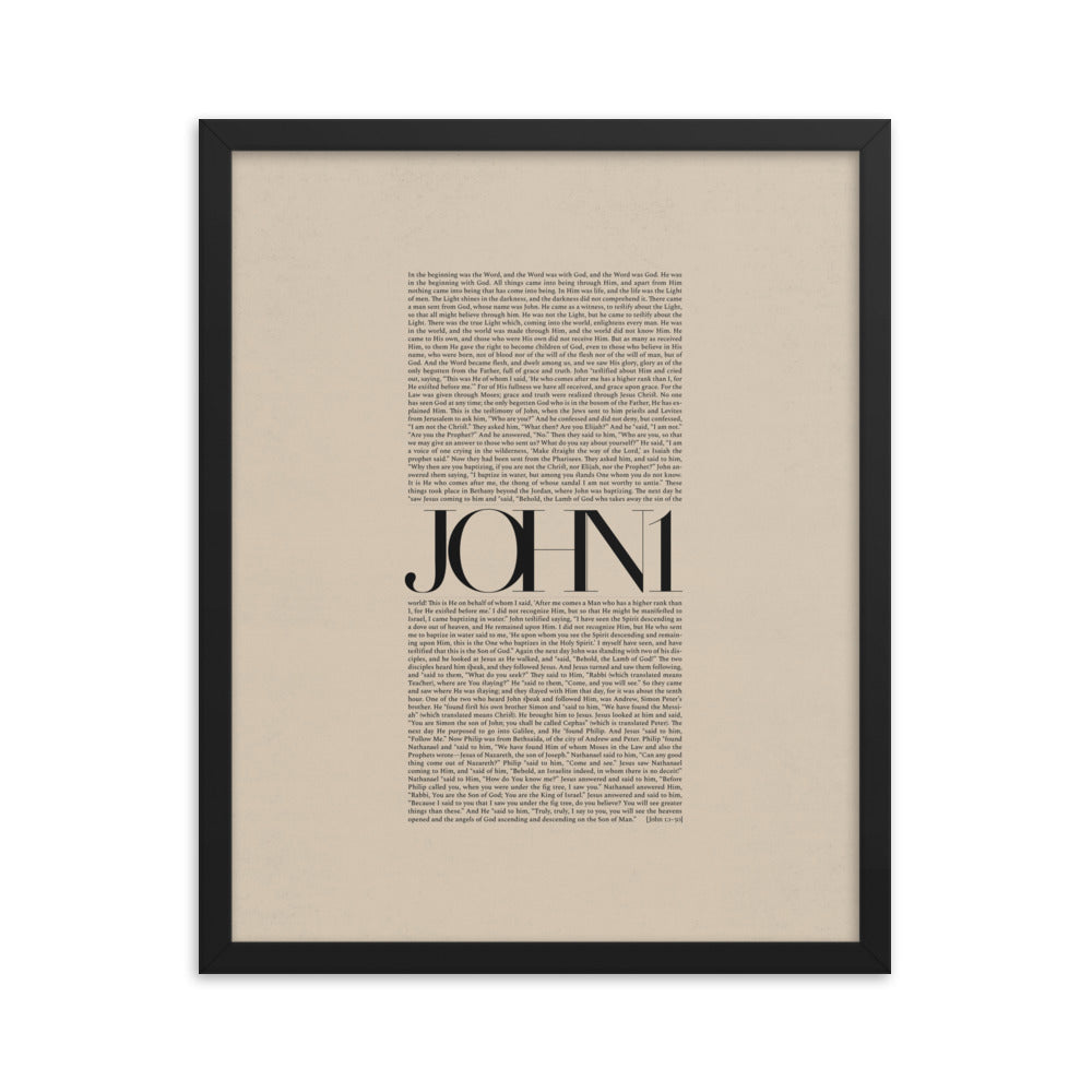 John 1 Full Chapter Minimalist Design - Framed