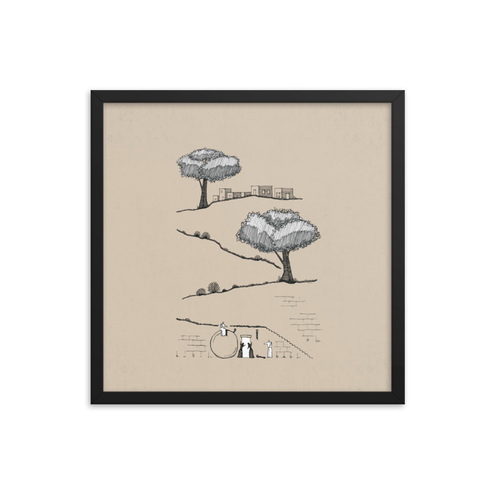 He is Risen Empty Tomb - Framed