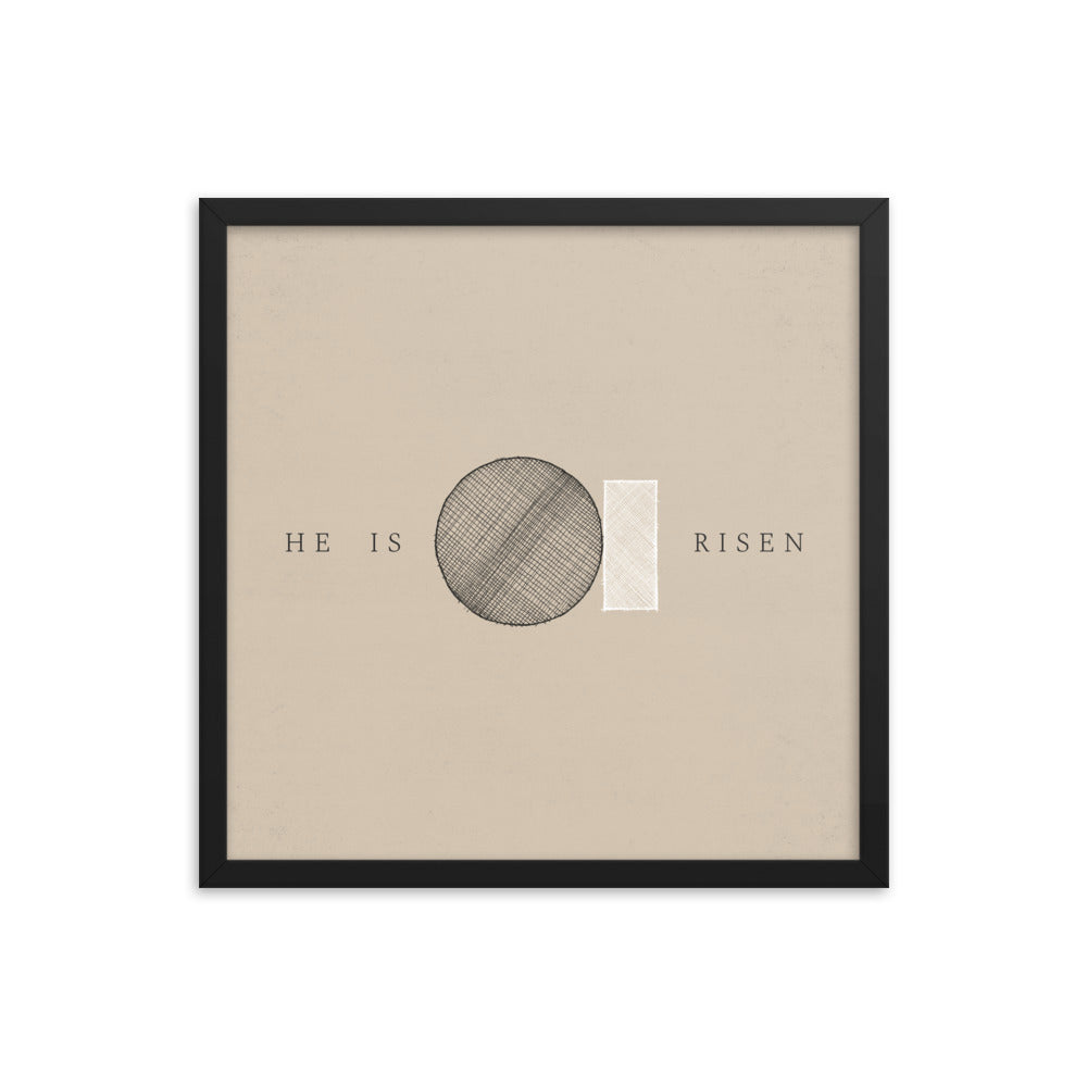 He Is Risen Stone Tomb Minimalist - Framed